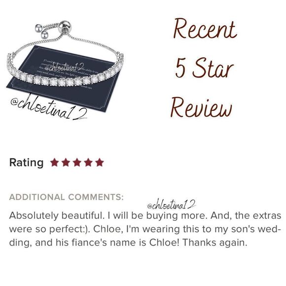 925 Sterling Silver Tennis Bracelet Adjustable - Picture 7 of 8